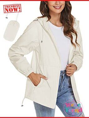 Women's Waterproof Lightweight Packable Windbreaker Jacket Raincoat